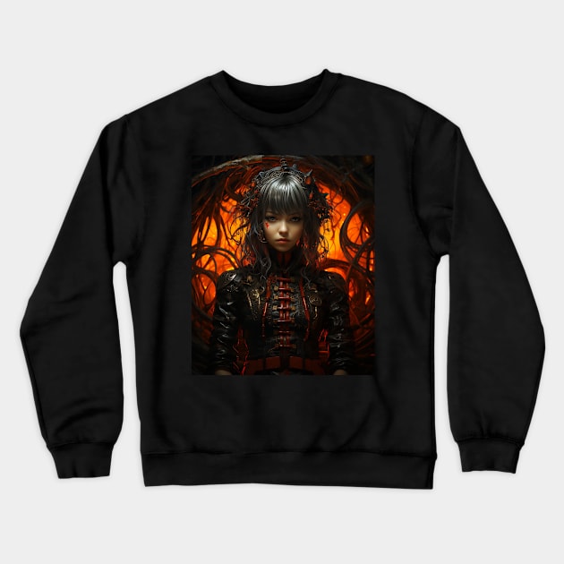 Otaku Anime Japanese Gothic Witch Occult Girl Horror Demon Crewneck Sweatshirt by Spit in my face PODCAST